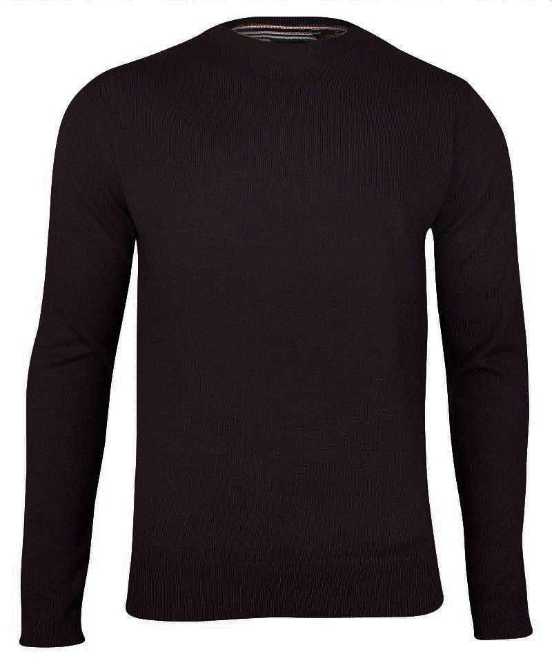 Sweter Ciemny Bordowy Okrągły Dekolt Jednokolorowy Męski -BRAVE SOUL - Brave Soul