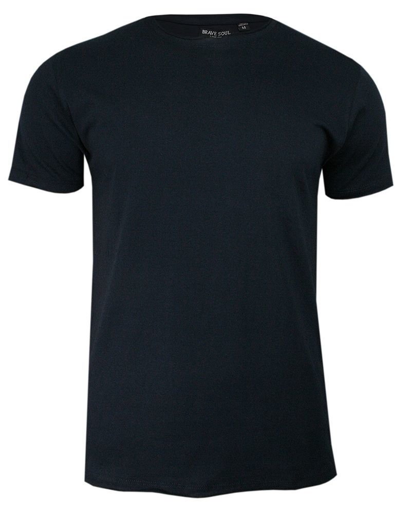 Granatowy T-Shirt (Koszulka) Bez Nadruku -BRAVE SOUL- Męski, Okrągły Dekolt, Postrzępione Brzegi - Brave Soul