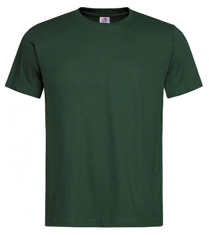 Butelkowy Zielony Bawełniany T-Shirt Męski Bez Nadruku STEDMAN Koszulka, Krótki Rękaw, Basic, U-neck - Stedman