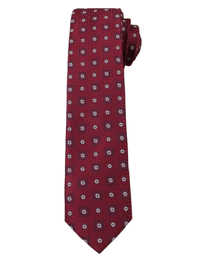 Bordowy Elegancki Krawat Męski w Małe Kwiatki -ALTIES- 6 cm, Motyw Florystyczny - Alties