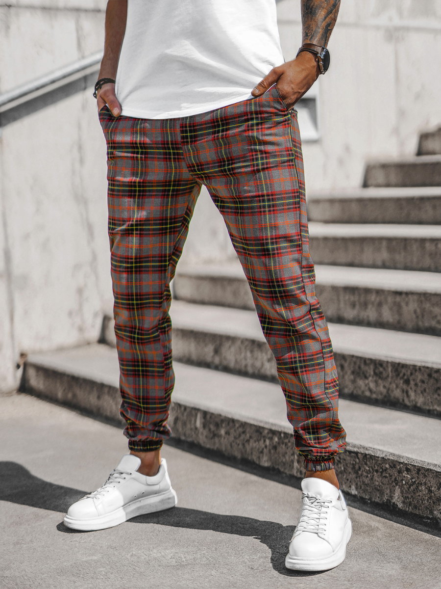 SPODNIE MĘSKIE CHINO JOGGERY W KRATĘ KOLOROWE OZONEE DJ/2284/22Z - Ozonee