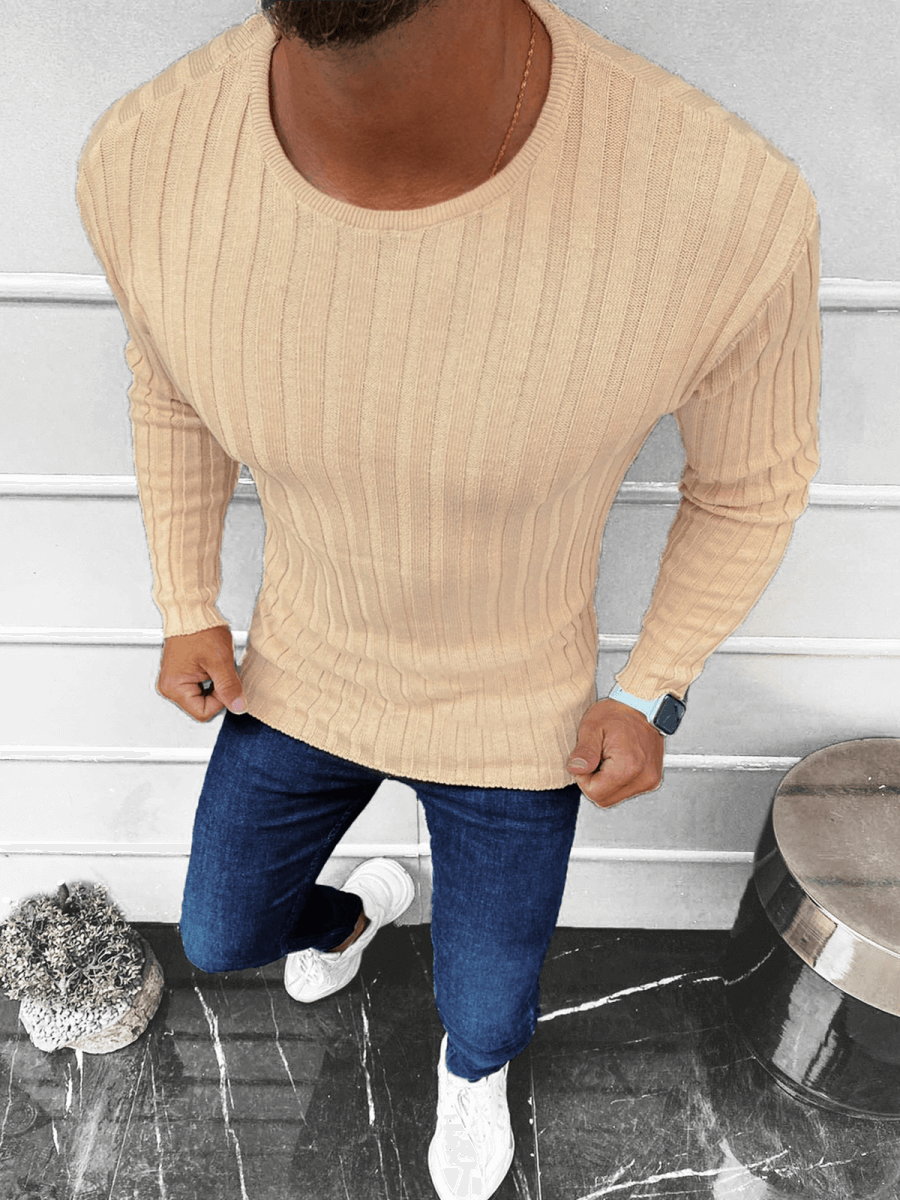 SWETER MĘSKI BEŻOWY OZONEE L/2701 - Ozonee