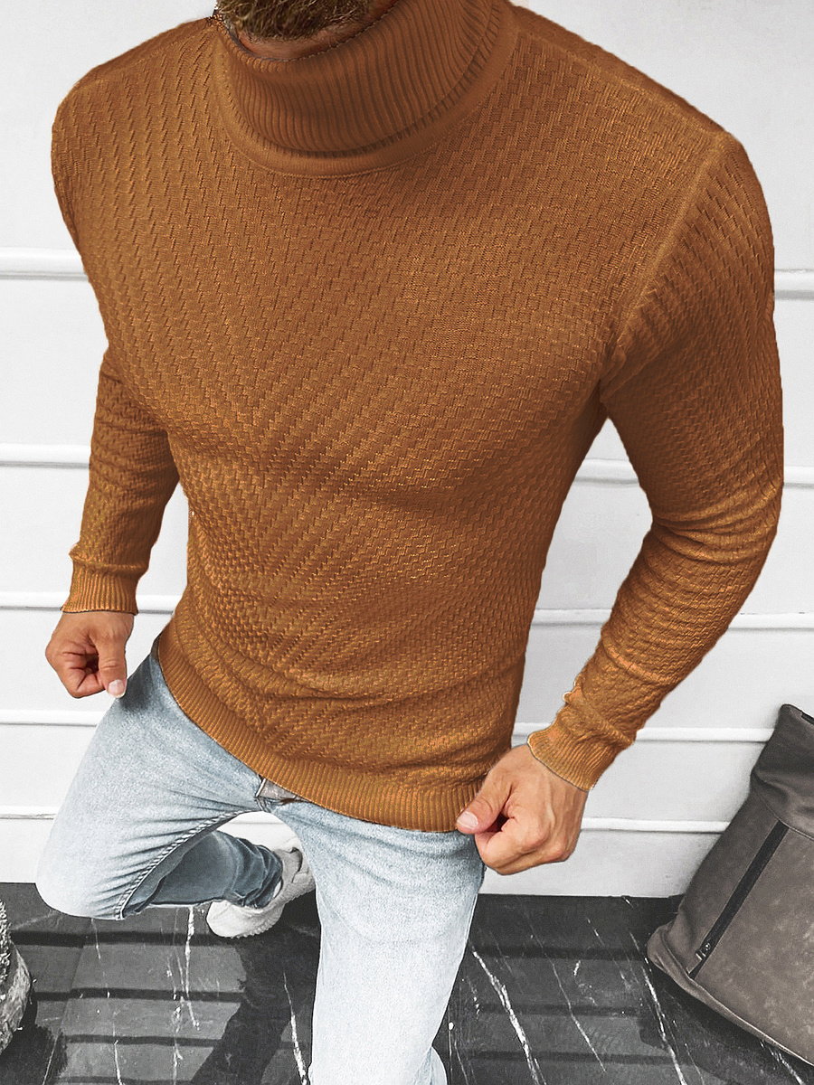 SWETER MĘSKI GOLF CIEMNY-CAMEL OZONEE L/2467 - Ozonee
