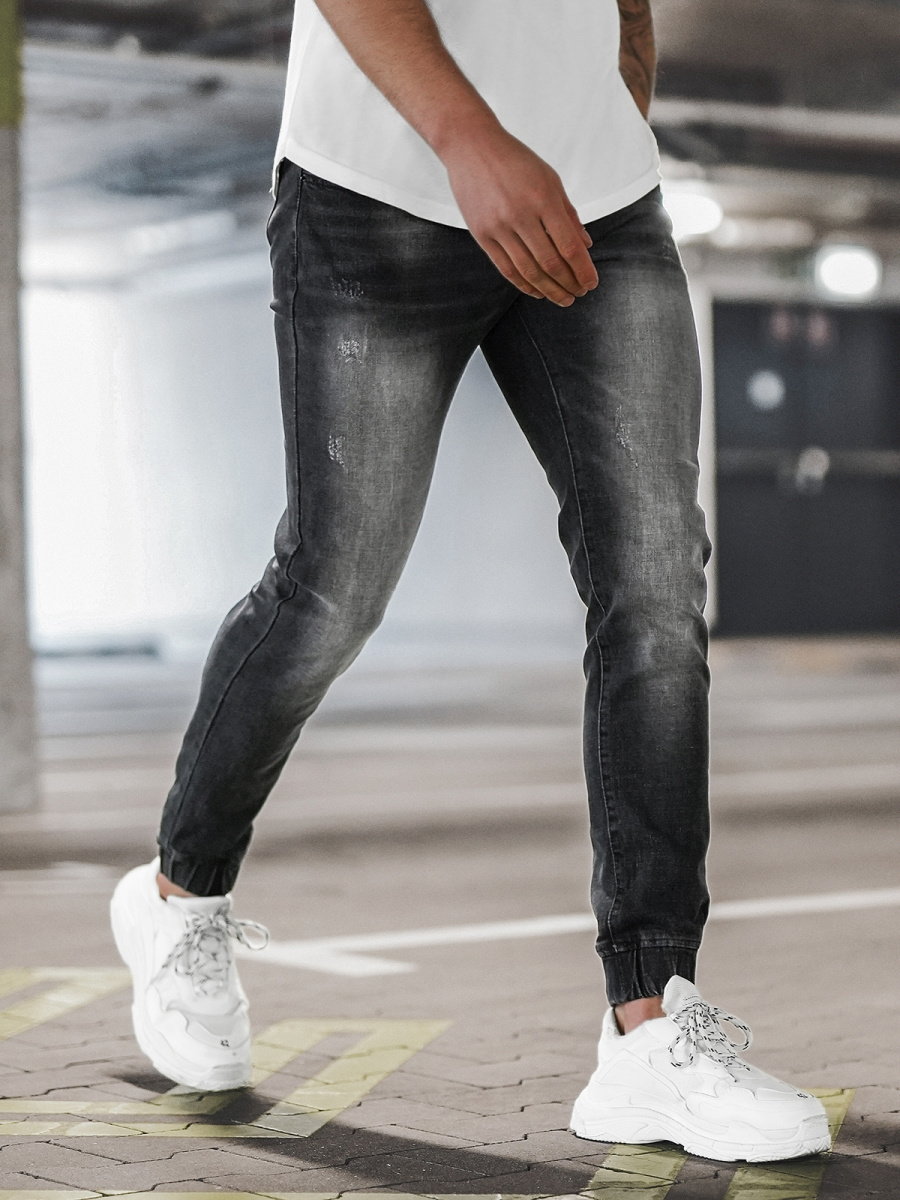 SPODNIE JEANSOWE JOGGERY MĘSKIE CZARNE OZONEE NB/MP0053/2N - Ozonee