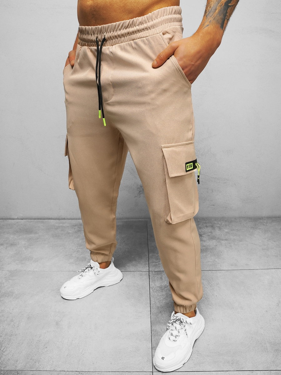 SPODNIE MĘSKIE CHINO JOGGER BEŻOWE OZONEE O/CP150 - Ozonee