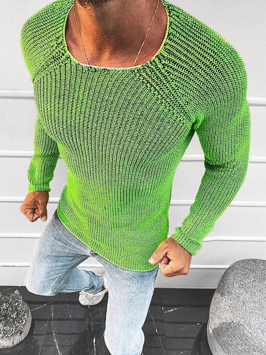 SWETER MĘSKI ZIELONO-NEONOWY OZONEE L/2492 - Ozonee