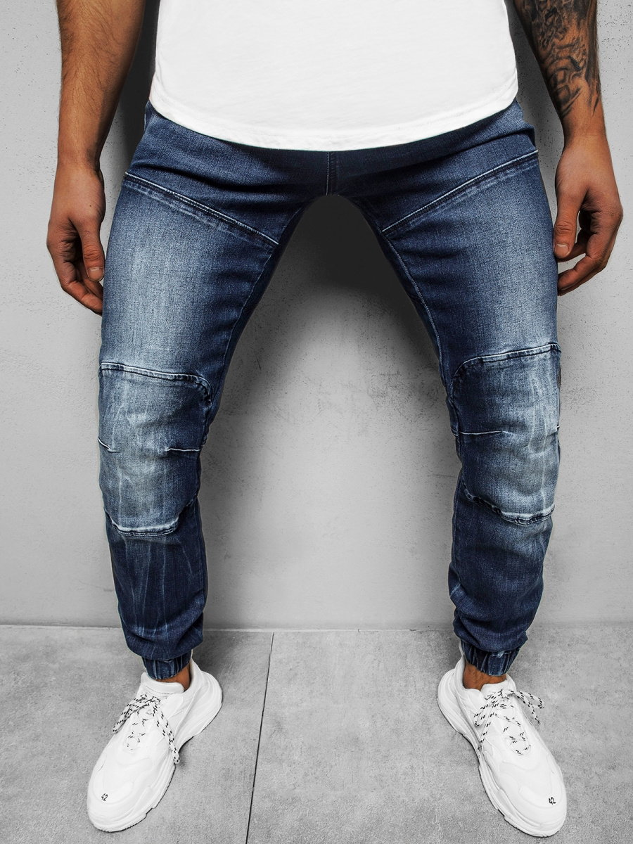 SPODNIE JEANSOWE JOGGERY MĘSKIE CIEMNO-NIEBIESKIE OZONEE NB/MP0011BS - Ozonee