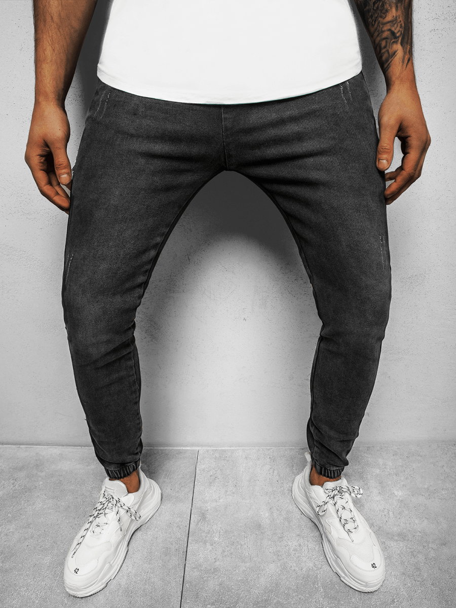 SPODNIE JEANSOWE JOGGERY MĘSKIE CZARNE OZONEE DJ/5672 - Ozonee