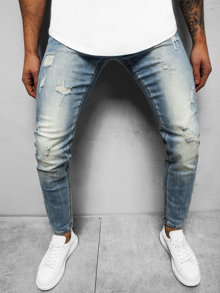 SPODNIE JEANSOWE MĘSKIE JASNO-NIEBIESKIE OZONEE NB/MP0016BC - Ozonee