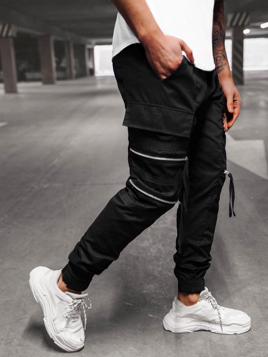 SPODNIE MĘSKIE CHINO JOGGERY CZARNE OZONEE G/11146 - Ozonee