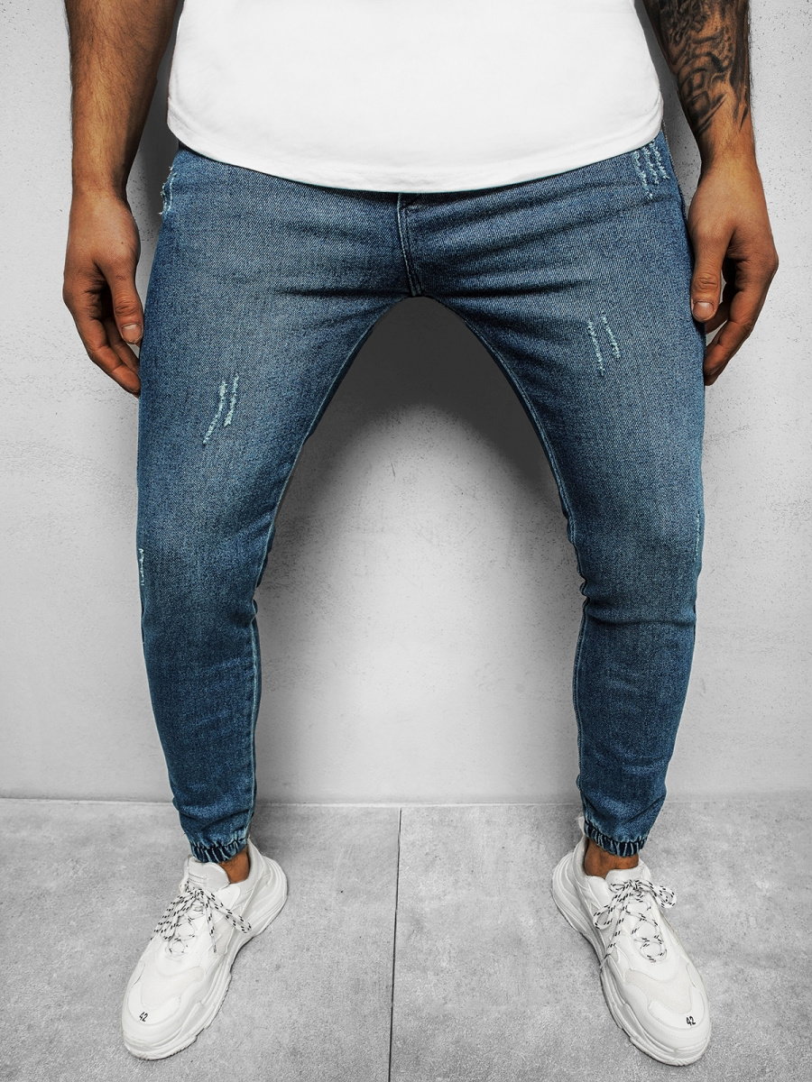 SPODNIE JEANSOWE JOGGERY MĘSKIE NIEBIESKIE OZONEE DJ/5672 - Ozonee