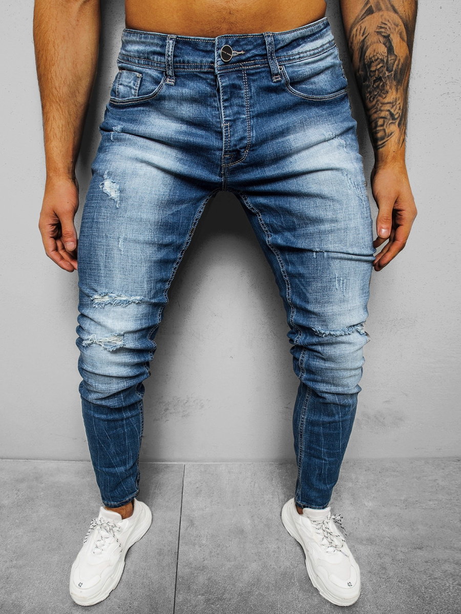 SPODNIE JEANSOWE MĘSKIE NIEBIESKIE OZONEE NB/MP0002BC - Ozonee