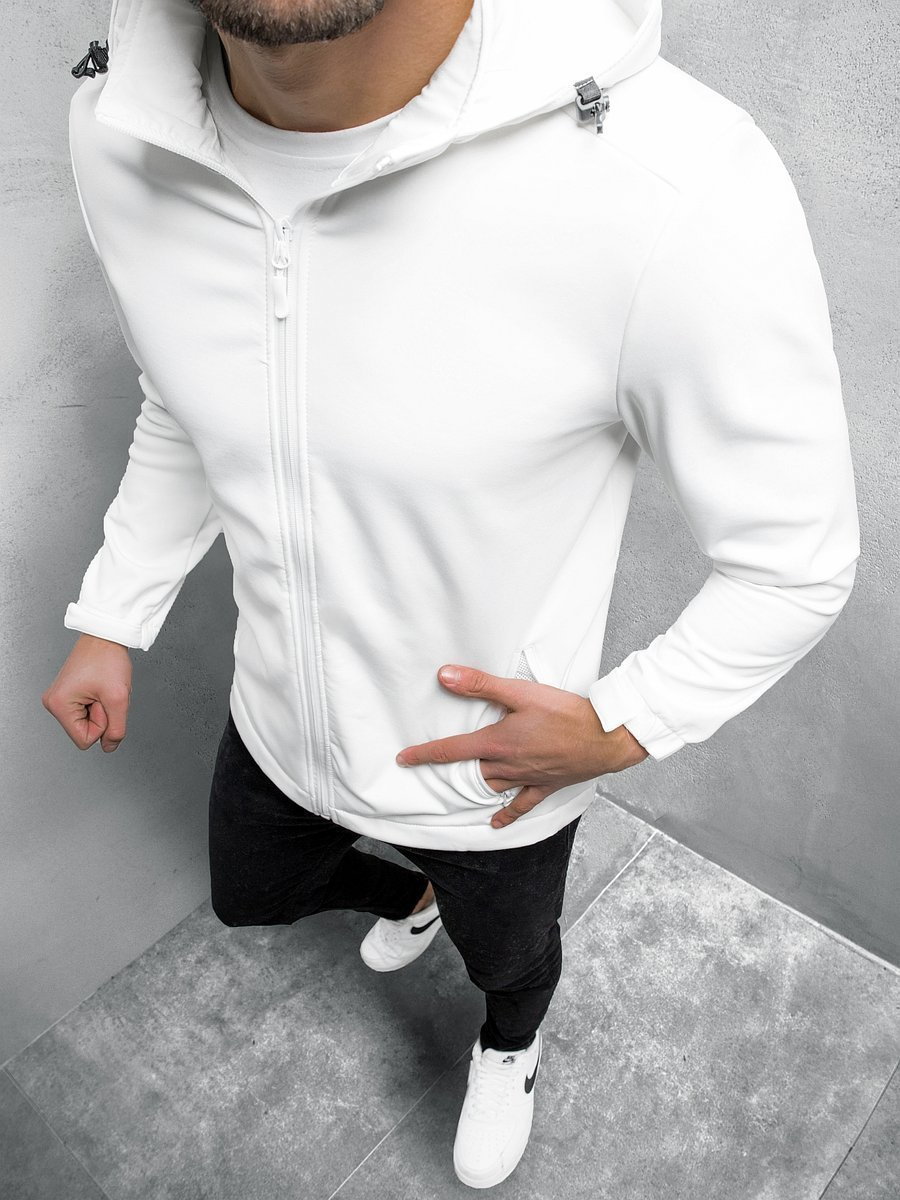 KURTKA SOFTSHELL MĘSKA Z KAPTUREM BIAŁA OZONEE JS/HH017/45Z - Ozonee