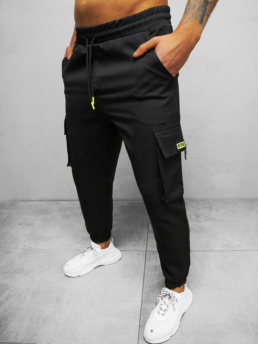 SPODNIE MĘSKIE CHINO JOGGER CZARNE OZONEE O/CP150 - Ozonee