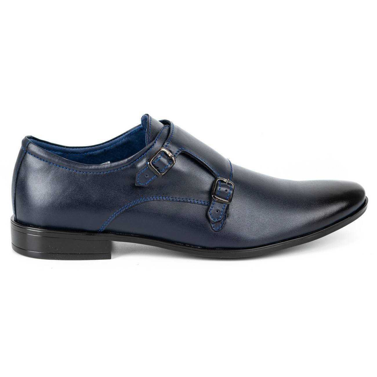 Skórzane buty wizytowe Monki 287LU granat - Buty Olivier