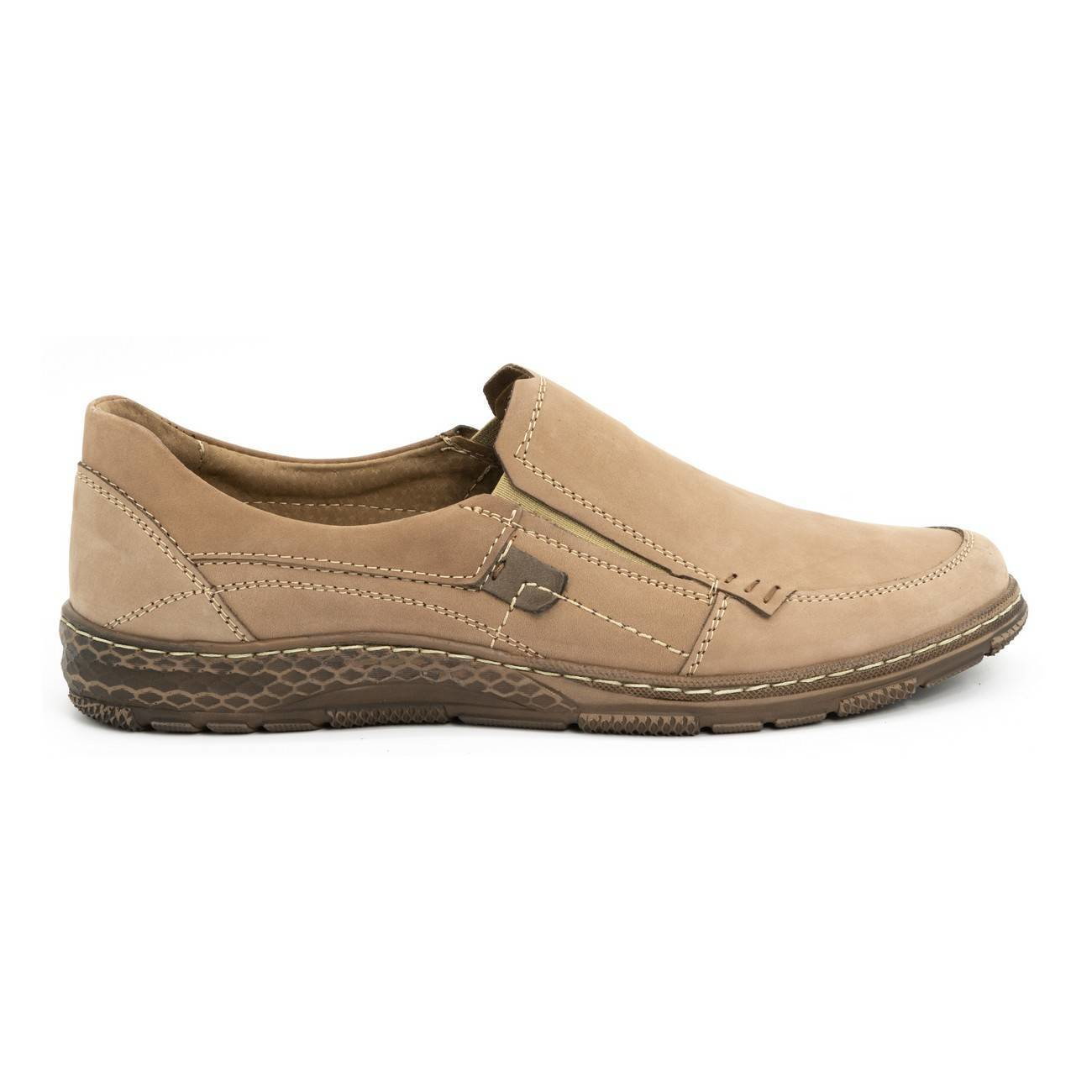 Mokasyny męskie skórzane 943MA beżowe - Buty Olivier