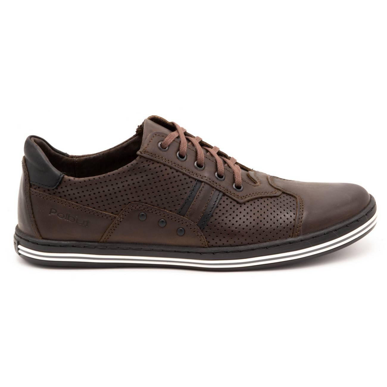 Buty męskie casual 1801P ciemny brąz - Polbut