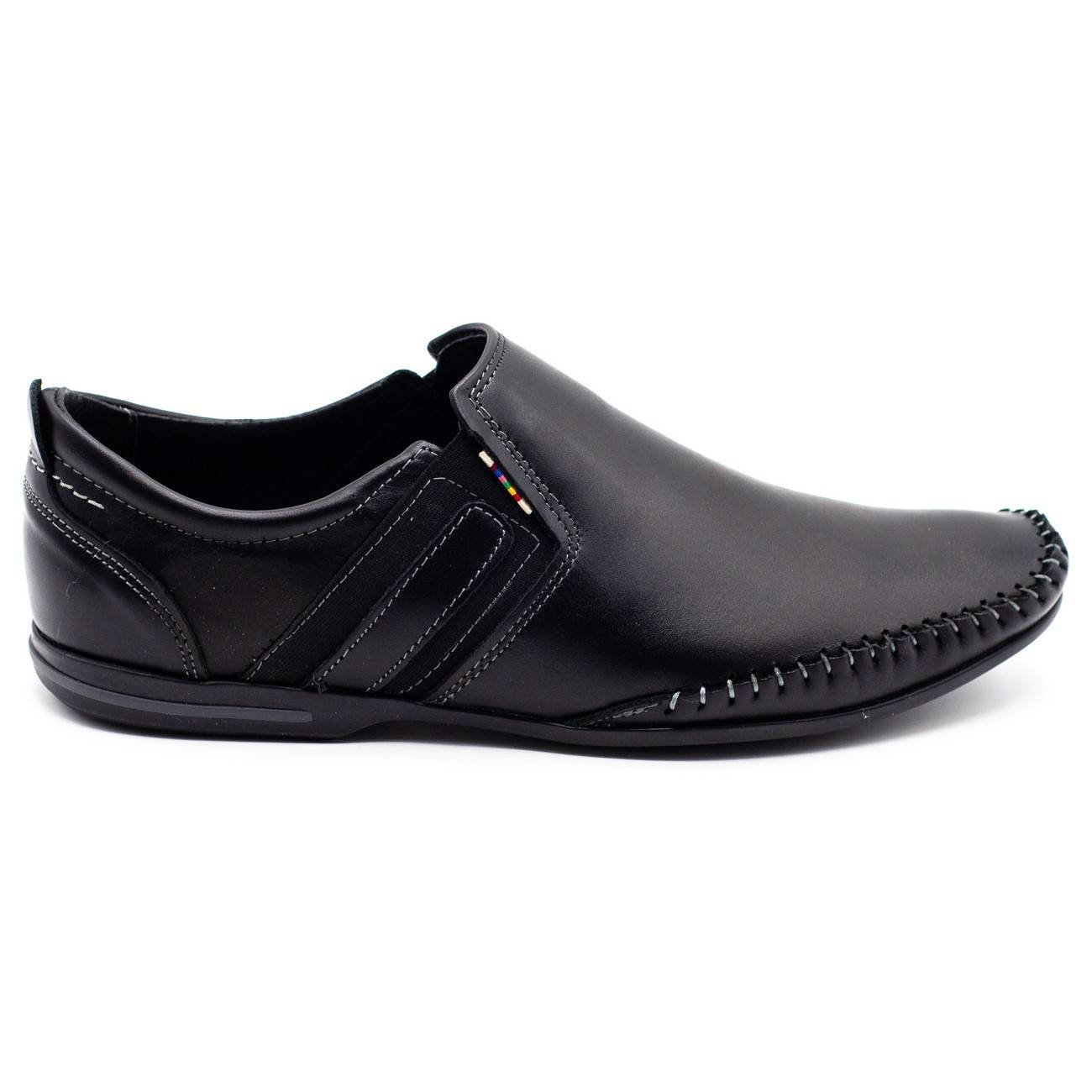 Buty męskie mokasyny skórzane 711 czarne - Komodo