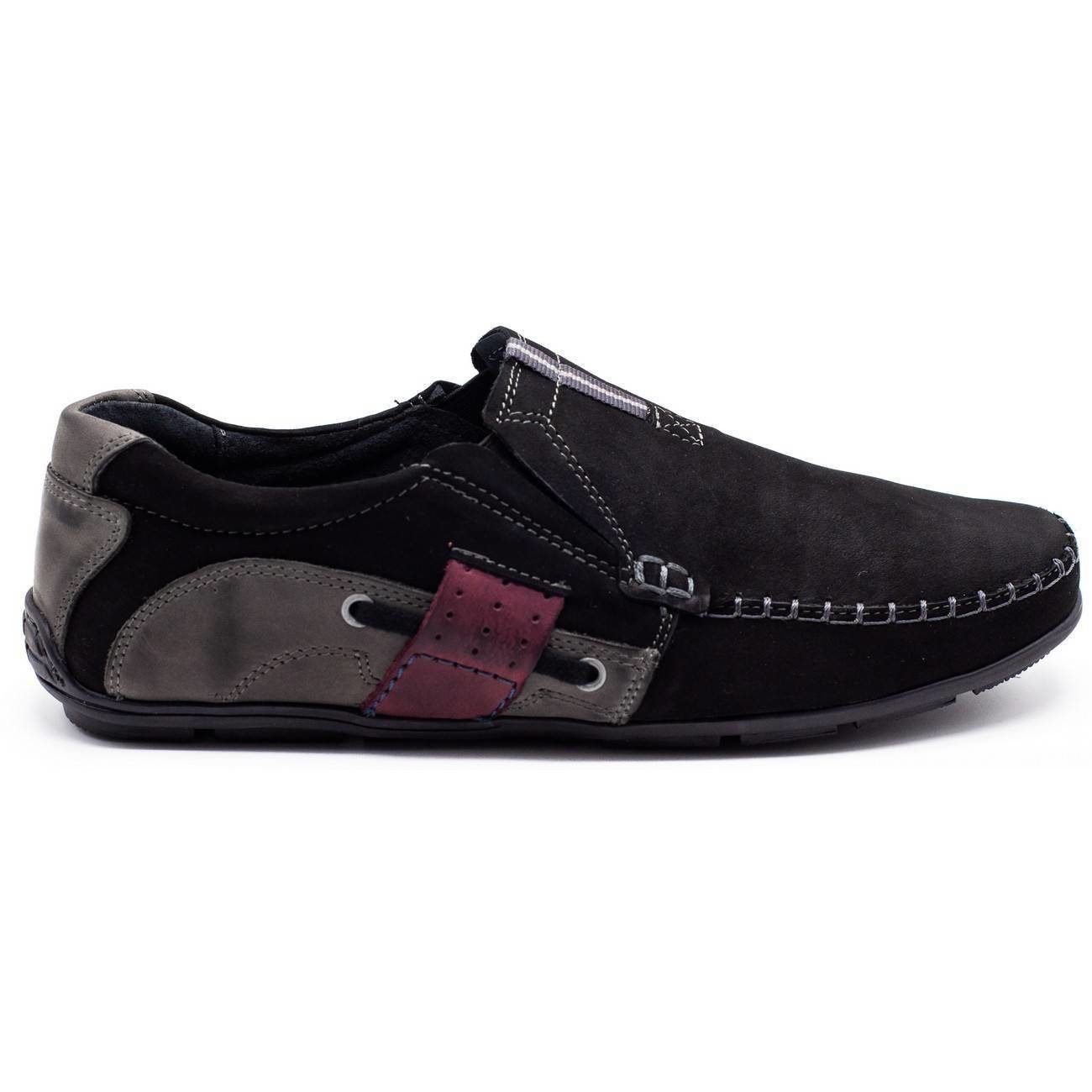 Mokasyny męskie skórzane 834 czarne - Buty Olivier