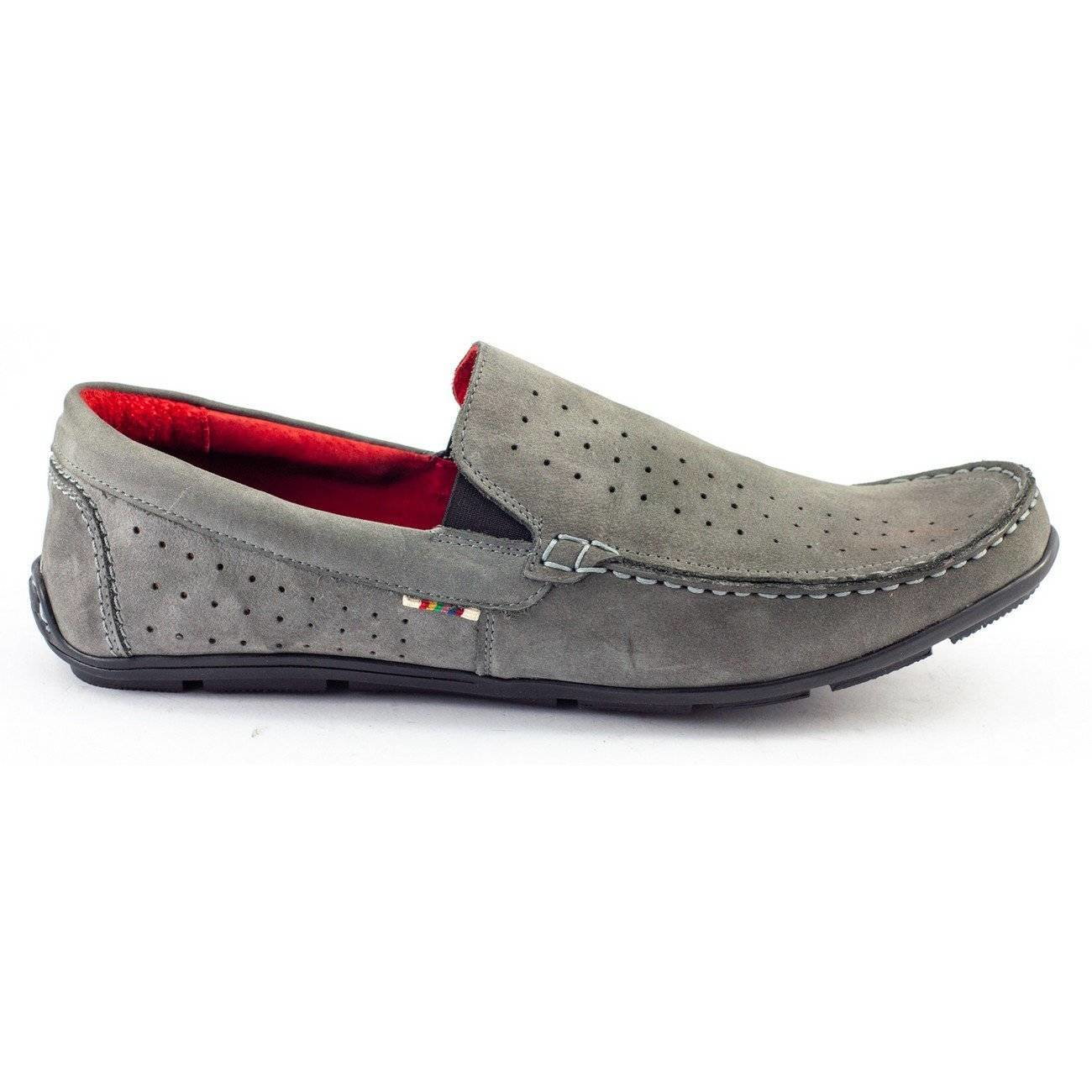 Buty męskie mokasyny skórzane 890 szare - Komodo