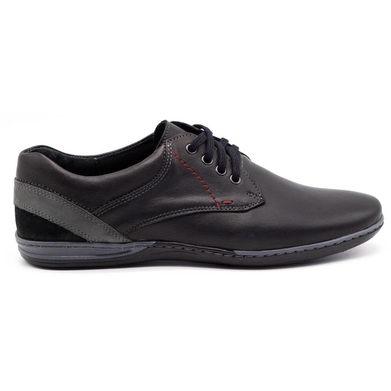 Buty męskie skórzane 623 czarne - Buty Olivier