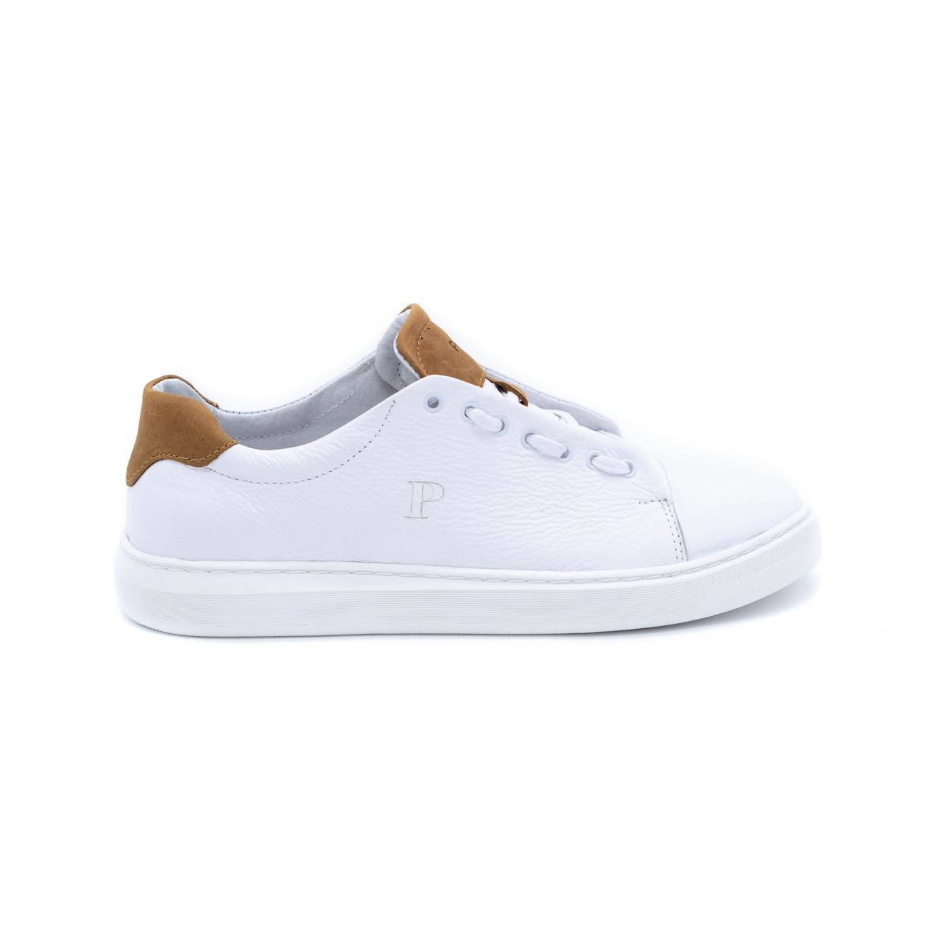 Buty męskie skórzane 2109 białe z brązem - Polbut