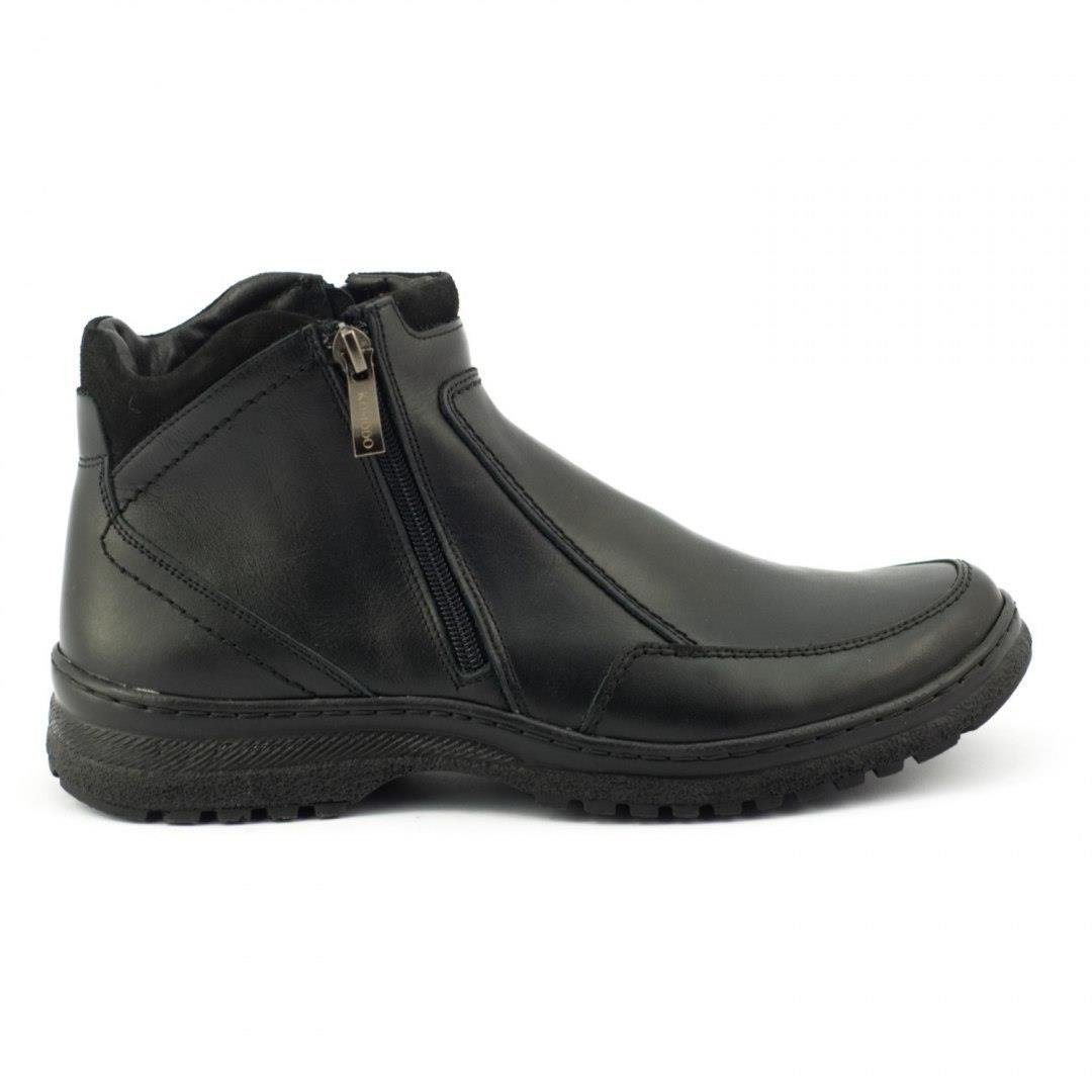 Buty męskie sztyblety skórzane zimowe 816 Czarne - Komodo