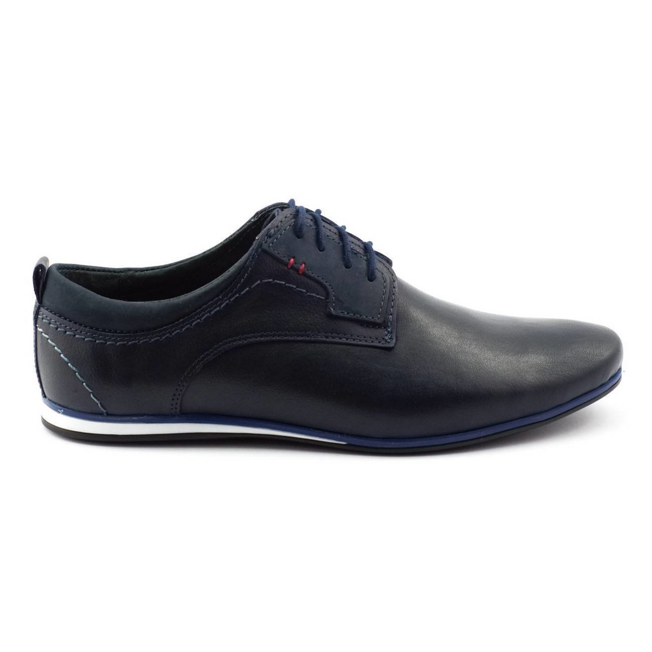 Eleganckie buty męskie do jeansów 731 granatowe - Buty Olivier