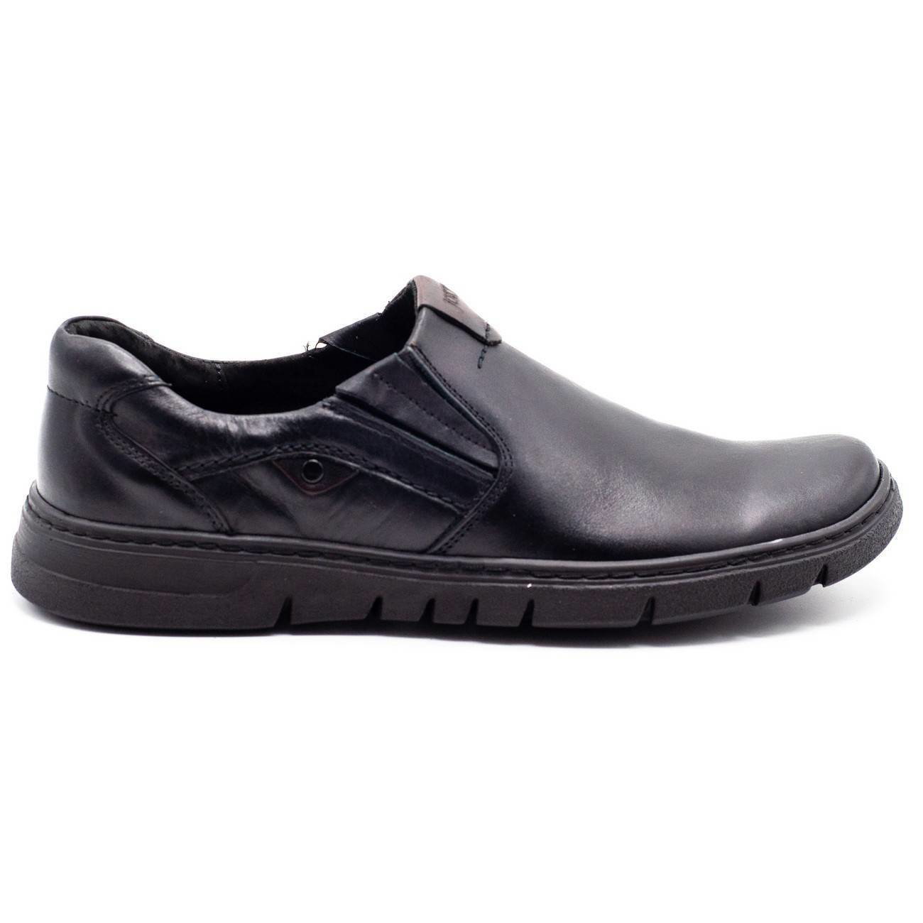 Buty męskie skórzane wsuwane 507J czarny lico - Joker