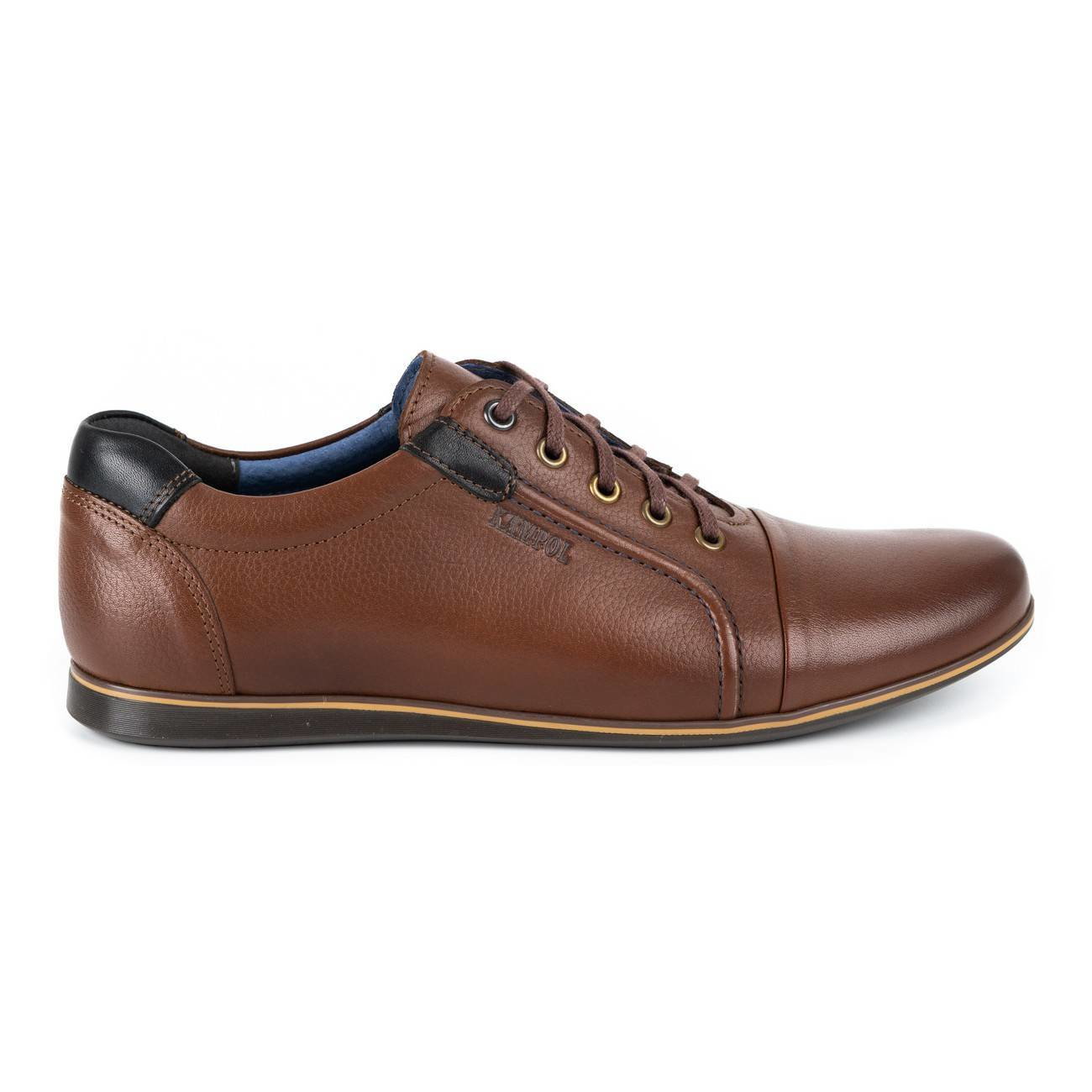 Buty męskie skórzane casual 39/74KAM brązowe - KAMPOL