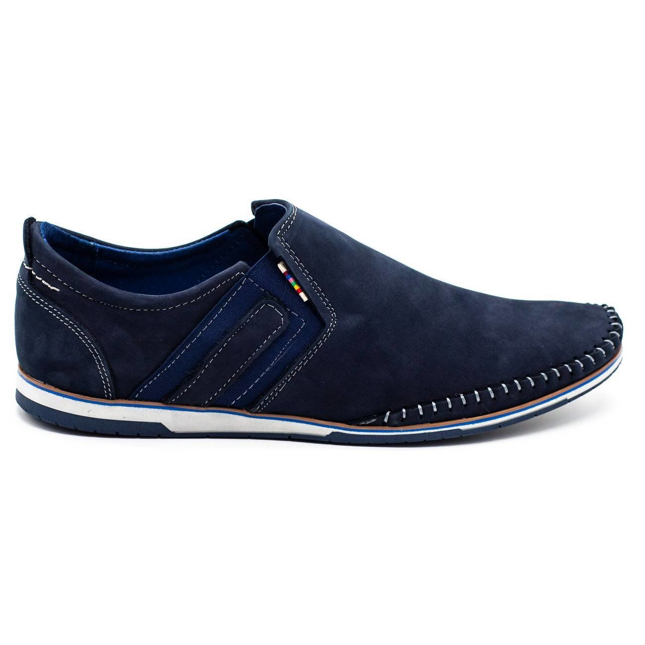 Buty męskie mokasyny skórzane 711 granatowe - Komodo