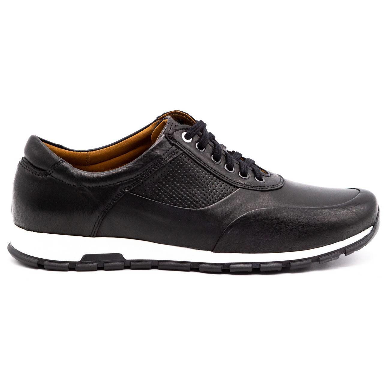 Buty męskie skórzane casual 902KNT czarne - Buty Olivier