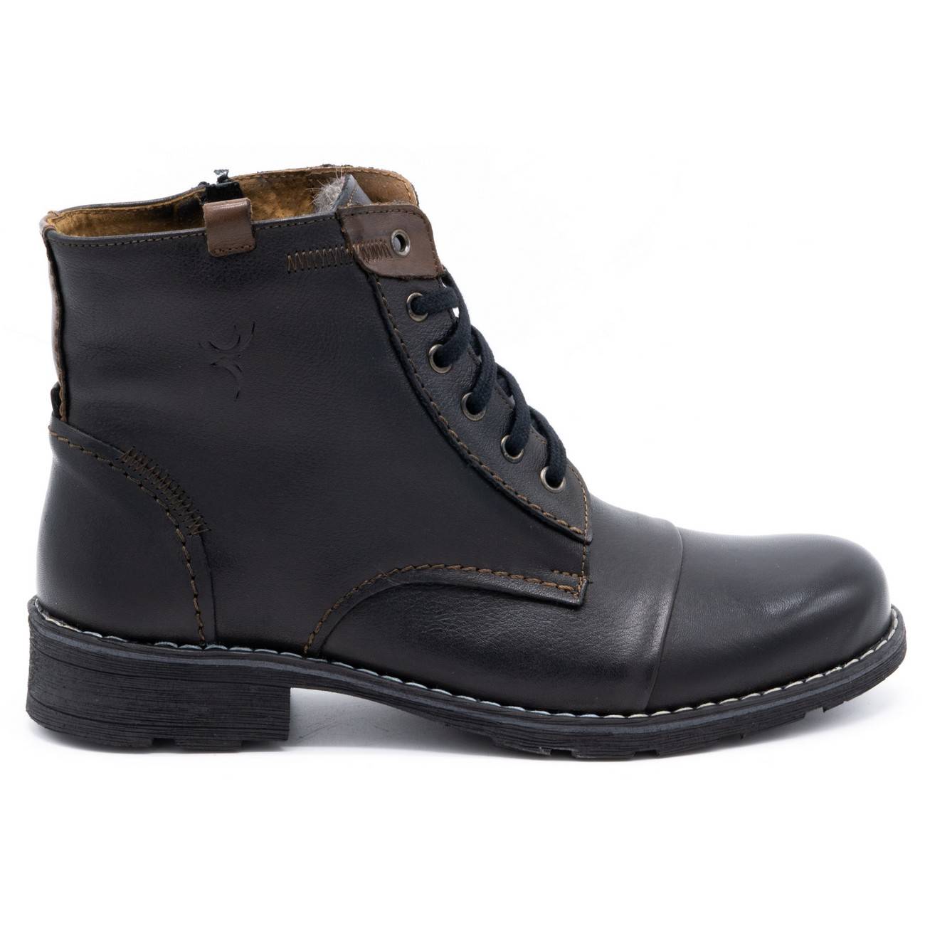 Buty męskie skórzane trzewiki 312 czarne - Buty Olivier