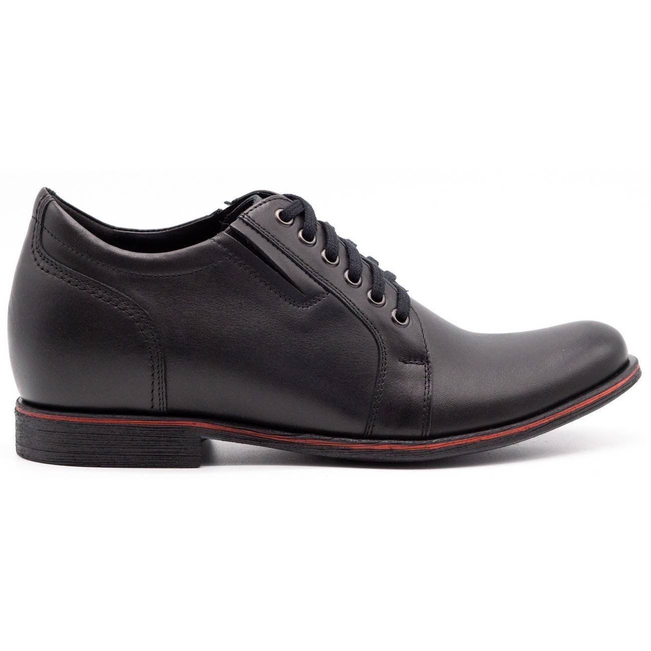 Buty męskie skórzane podwyższające P24 czarne - Buty Olivier