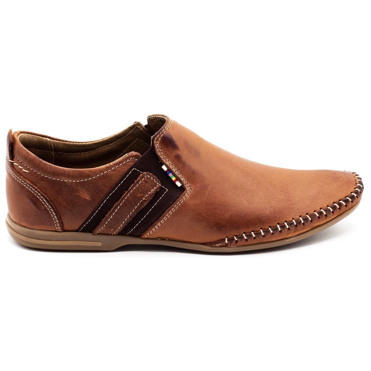 Buty męskie mokasyny skórzane 711 brązowe - Komodo