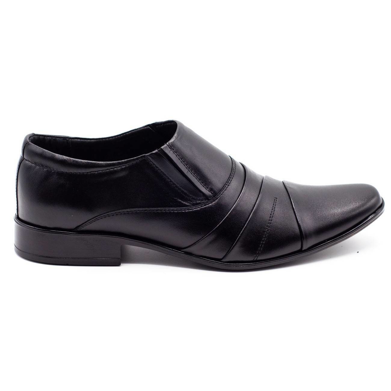 Buty wizytowe skórzane wsuwane 206 czarne - Buty Olivier