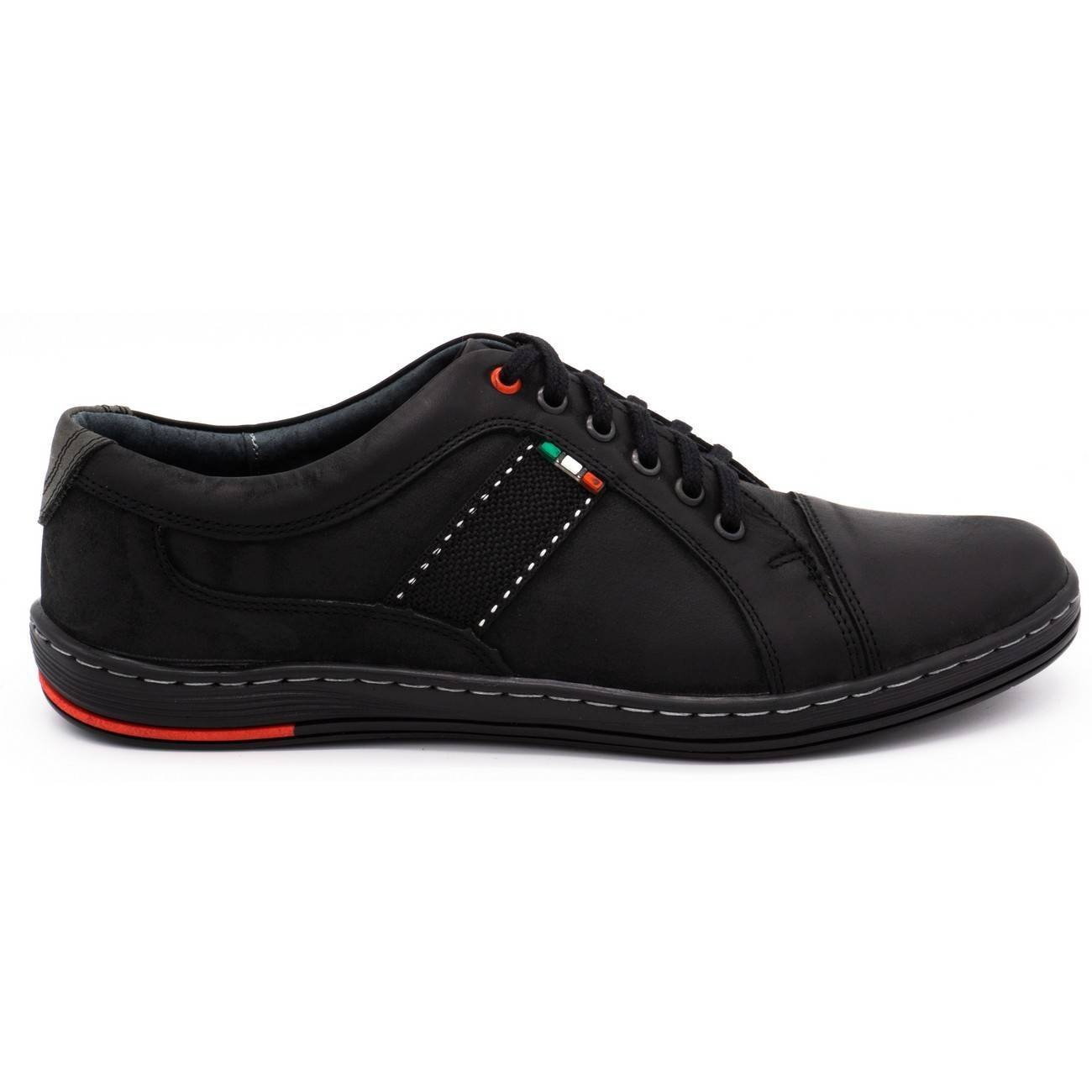 Buty męskie skórzane casual 238GT czarne - Buty Olivier