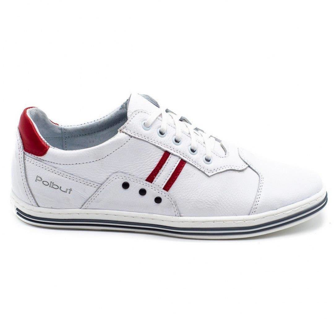 Buty męskie casual 1801L białe - Polbut