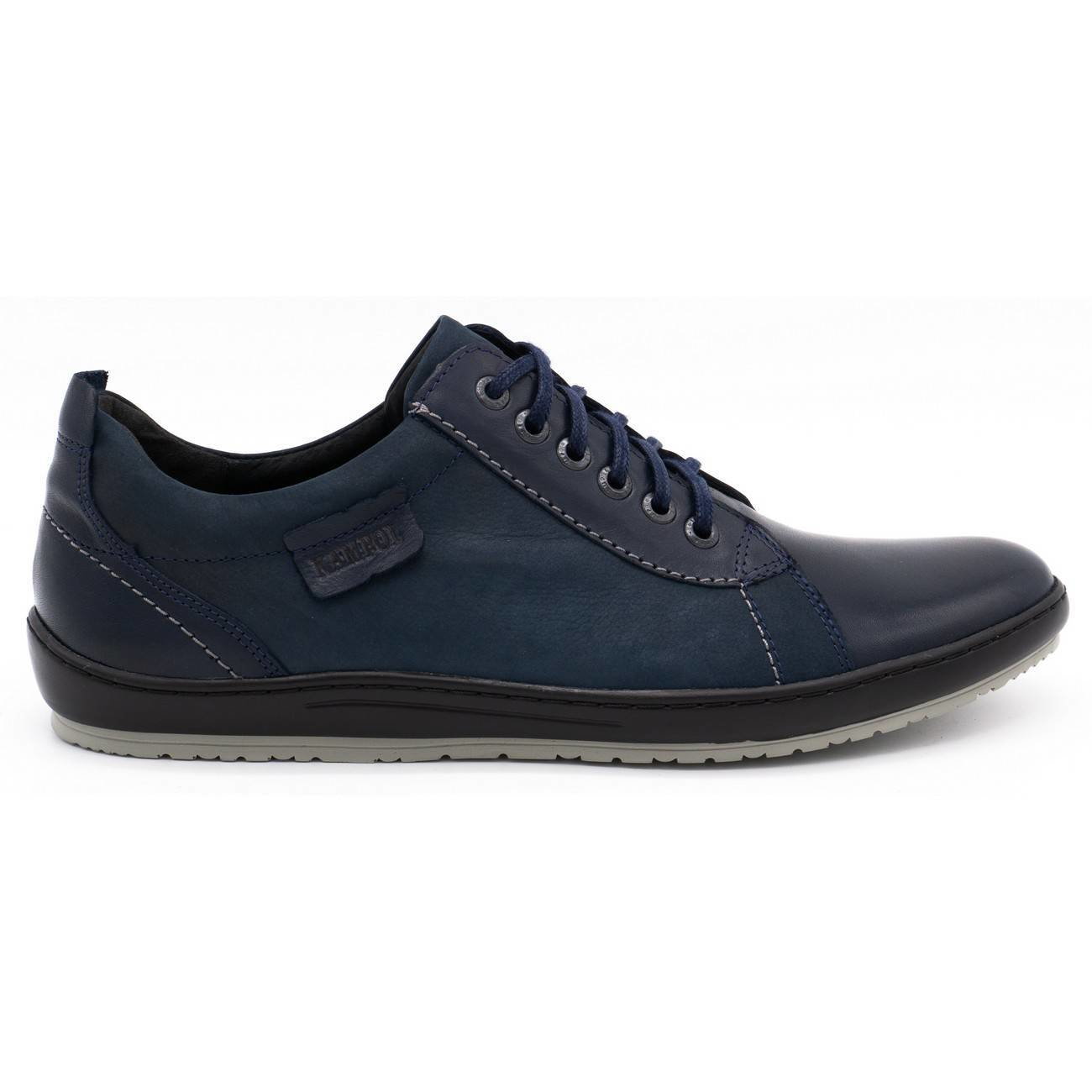 Buty męskie casual skórzane 61KAM granatowe - KAMPOL