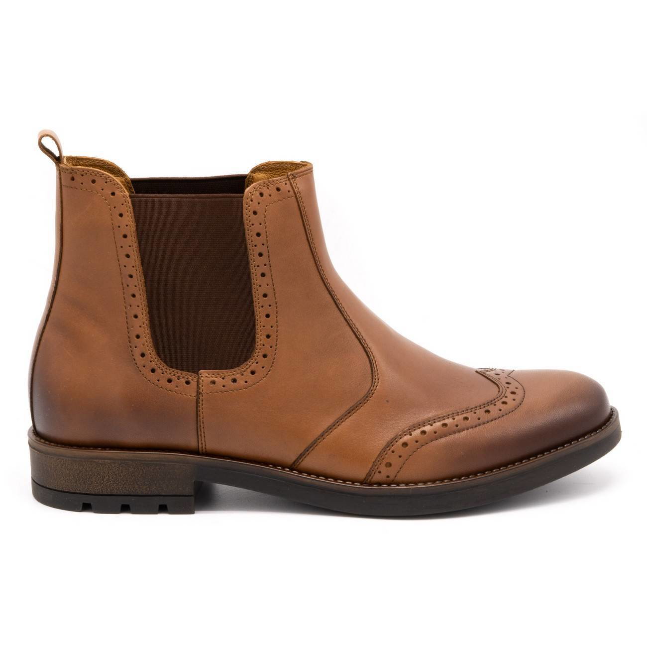 Sztyblety męskie skórzane brogsy 7003KB brązowe - Buty Olivier