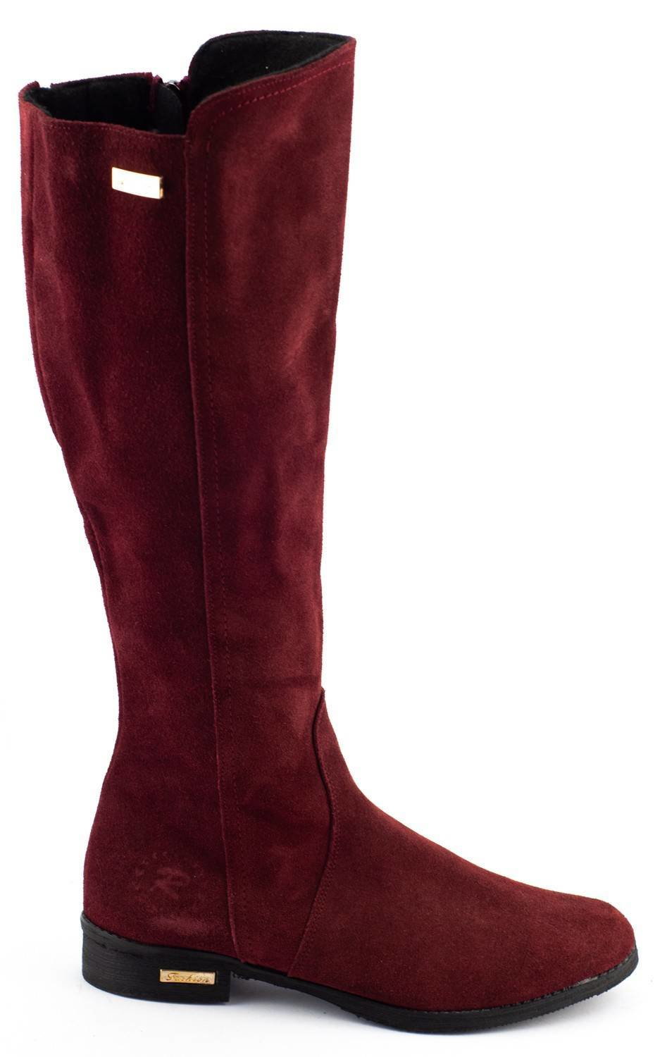 Modne kozaki ocieplane Klara bordowe - Buty Olivier