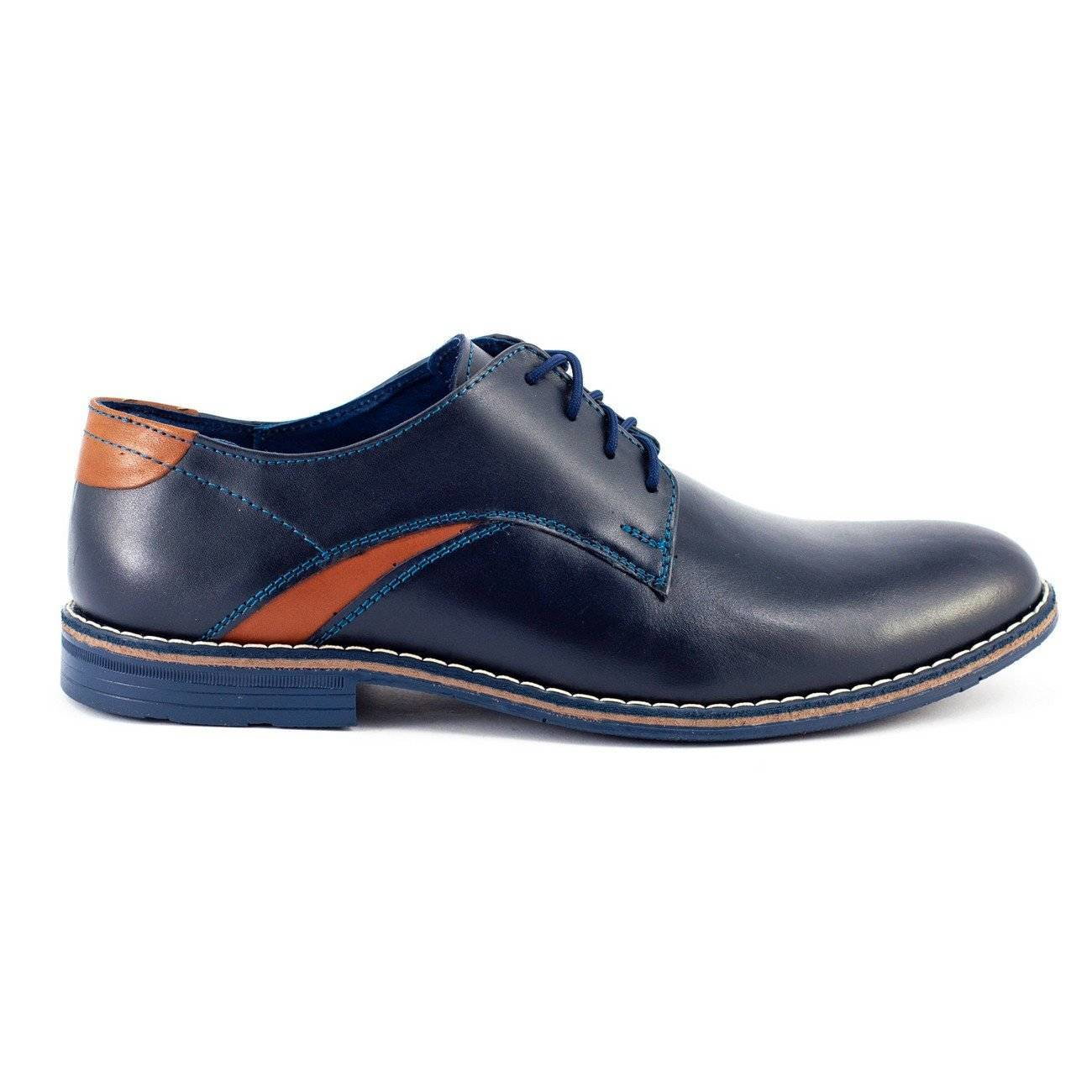 Eleganckie buty męskie 253LU granatowe - Buty Olivier