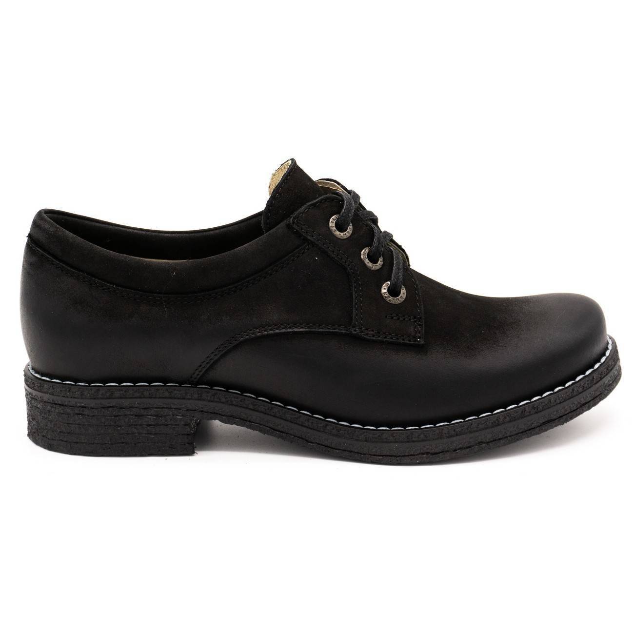 Buty damskie skórzane trzewiki 656B czarne - ButBal