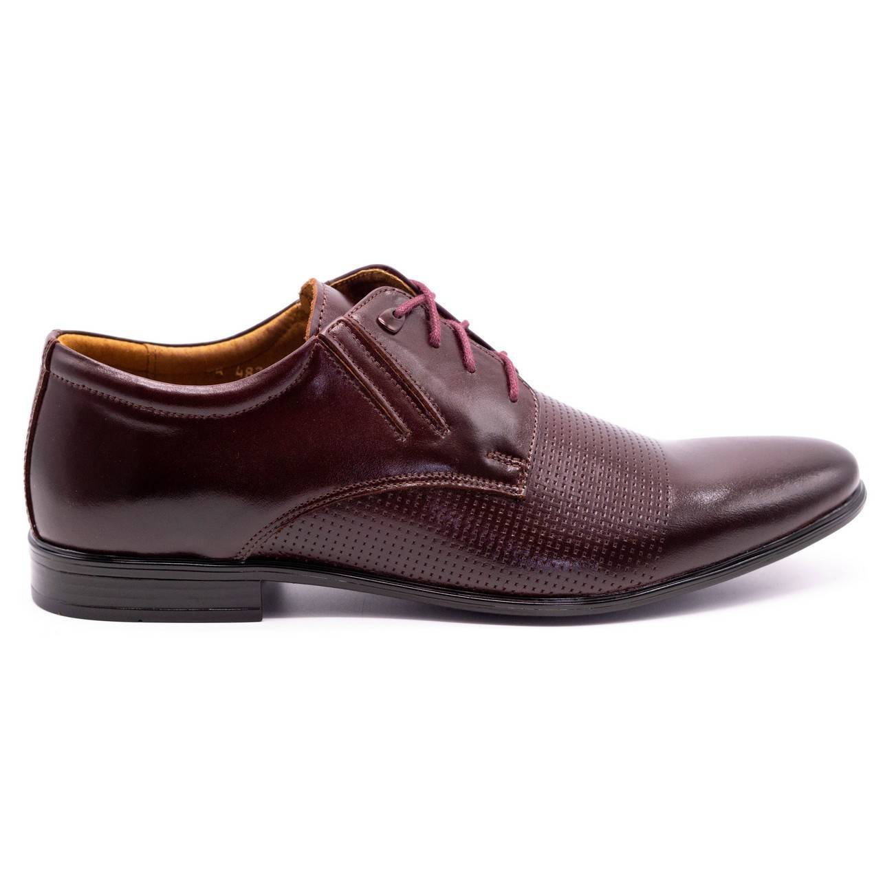 Buty męskie skórzane wizytowe 482 bordowe - Buty Olivier