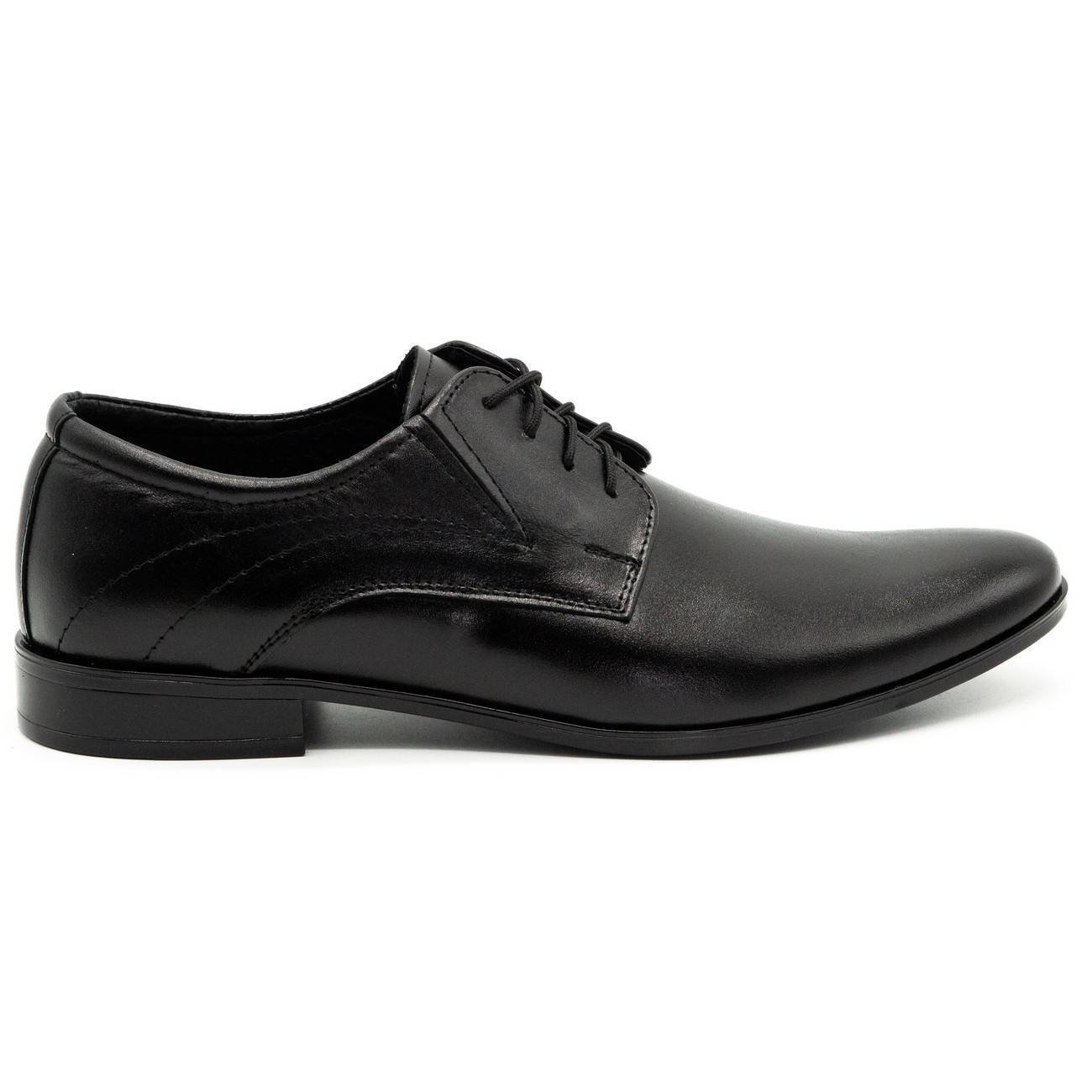 Buty męskie wizytowe skórzane 256 czarne - Buty Olivier