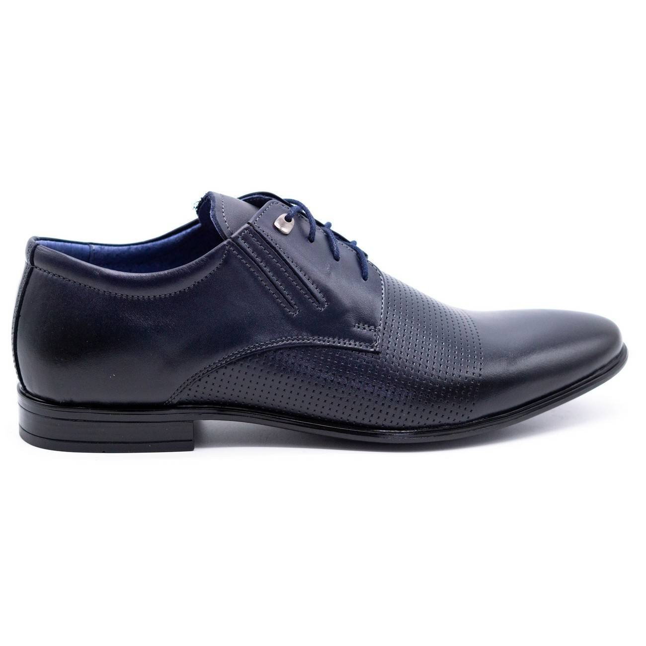 Buty męskie skórzane wizytowe 482 granatowe - Buty Olivier