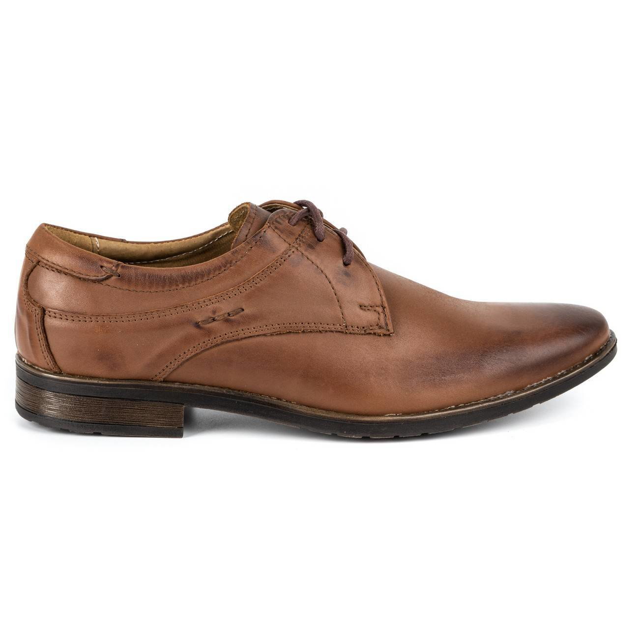 Eleganckie buty męskie skórzane 877 brązowe - Komodo