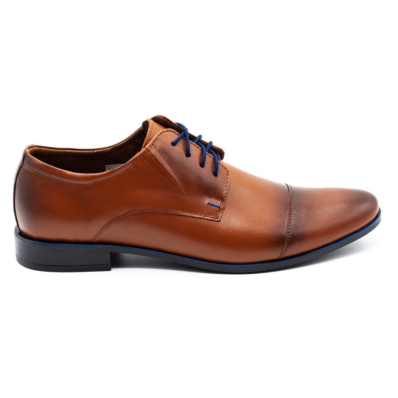 Buty męskie wizytowe skórzane 288 brązowe - Buty Olivier