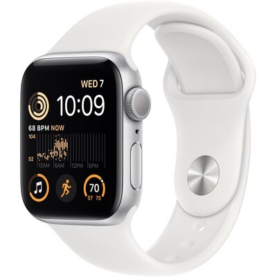 Apple Watch SE GPS 40 mm Silver Aluminium Case with White Sport Band – Regular