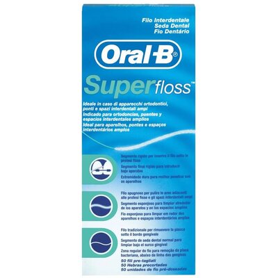 ORAL-B LABORATOIRES LTD. Oral-B Floss Super, nić dentystyczna do mostów, 50 szt